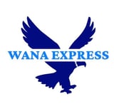 Wana Express logo featuring a blue eagle in flight with the company name in blue text